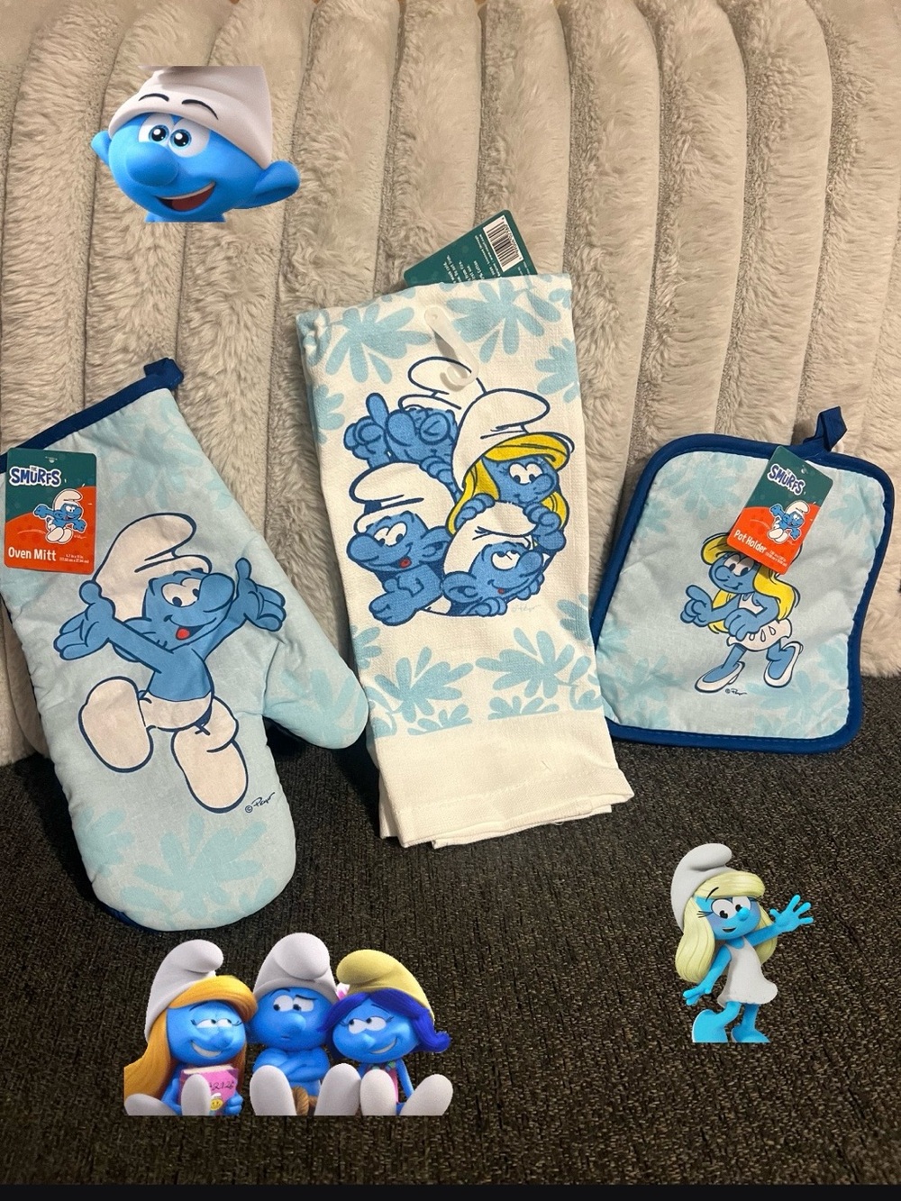 Smurfs Blue Oven Mitt, Pot Holder & Towel Set - Official Character Design